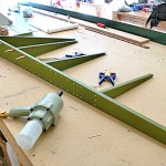 Rudder skeleton during riveting process